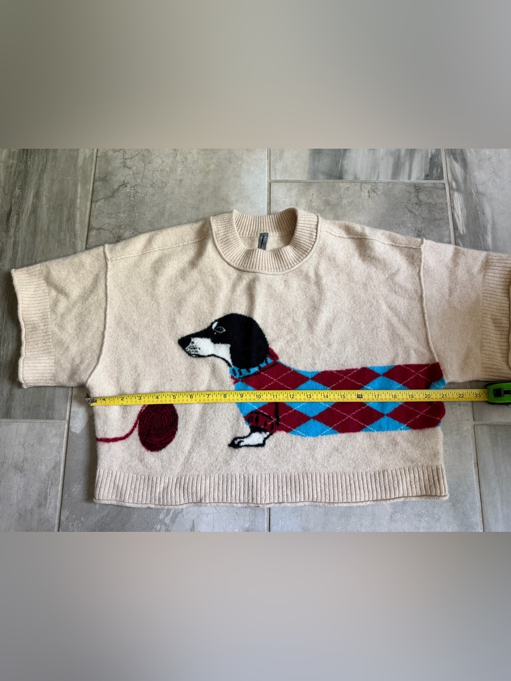 Anthropologie The Goldie Crew-Neck Cashmere Sweater Red Dachshund Medium - Picture 5 of 8